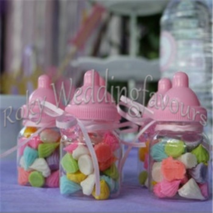 Pink/Blue Baby Bottle Candy Box Baby Wedding Favor Gifts Box Baby Shower Decor 