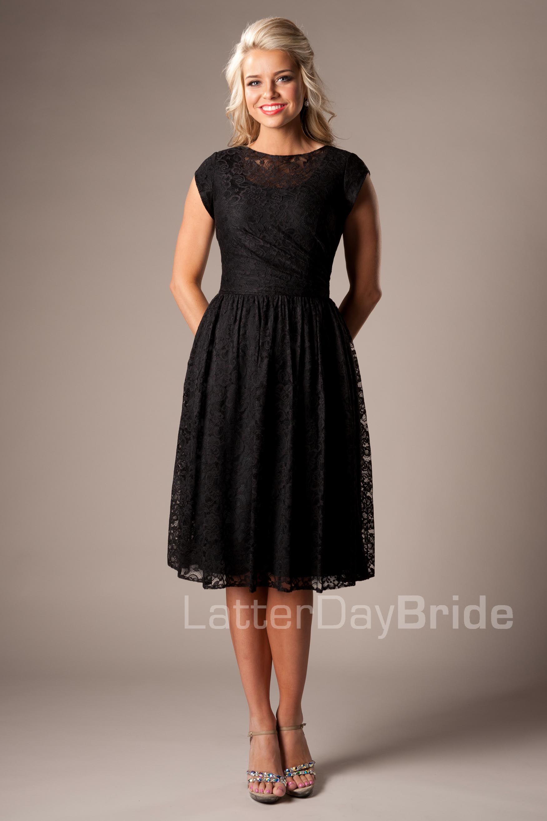 modest black lace dress