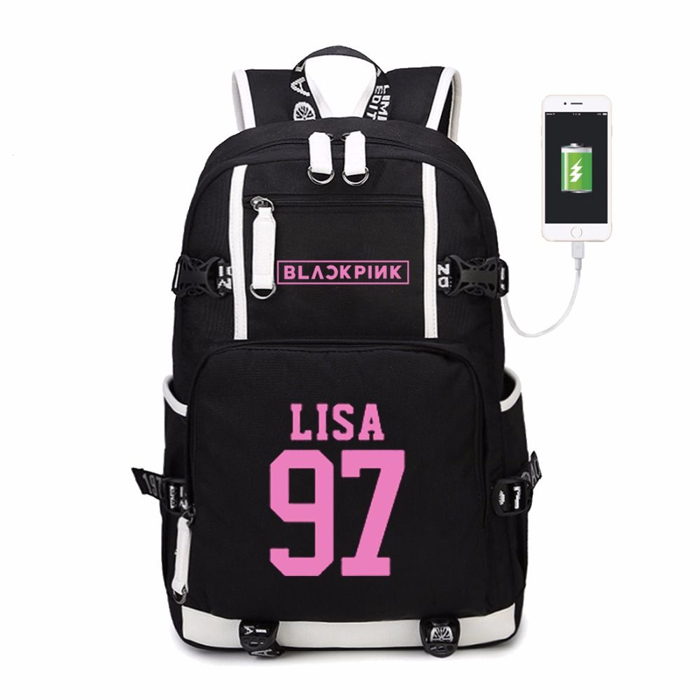 black pink bookbag