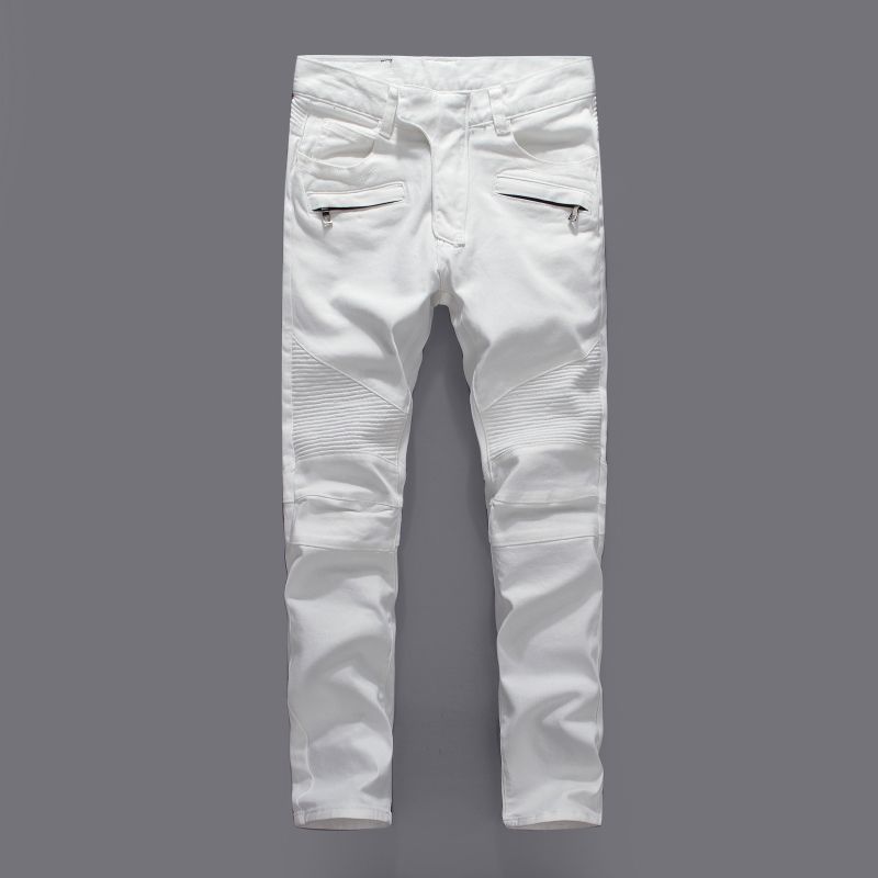 Balmain Biker Jeans Men Washed Pleated 