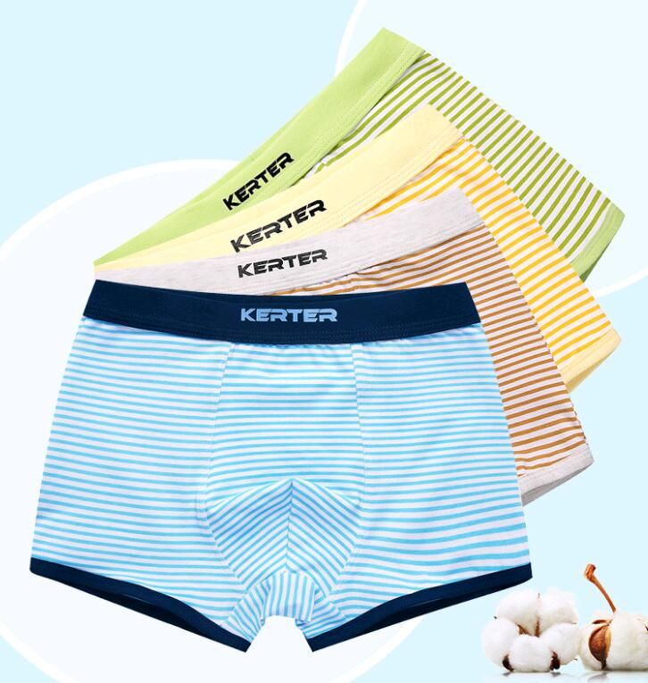 Ropa interior de algodón niños Boys Boxer Letter Stripe Big Underpant Pantalones cortos