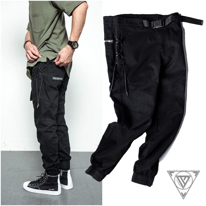 black cargo strap pants