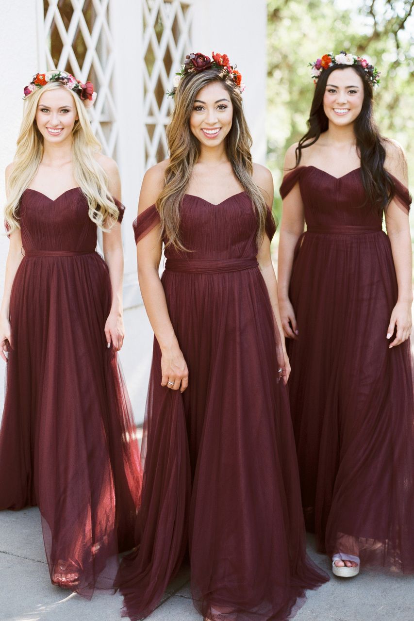 maroon gown for bridesmaid