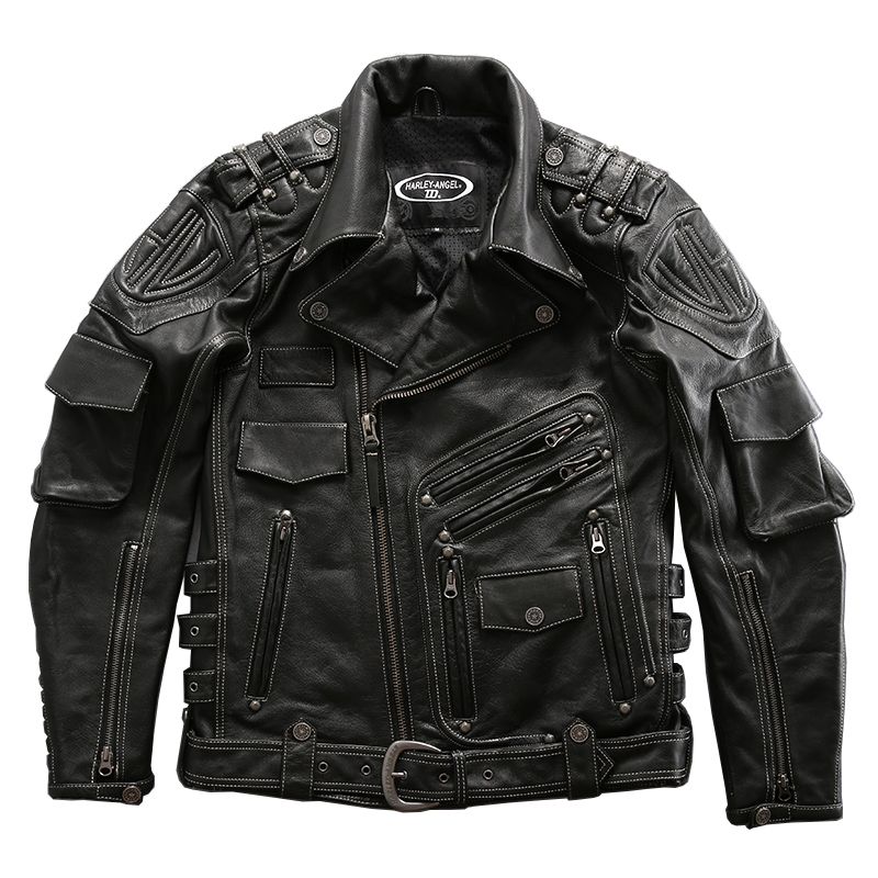 2021 Classic Motorcycle Oblique Zipper Jacket American Street Heavy