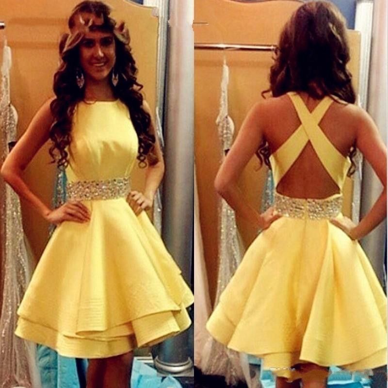 yellow fitted homecoming dresses