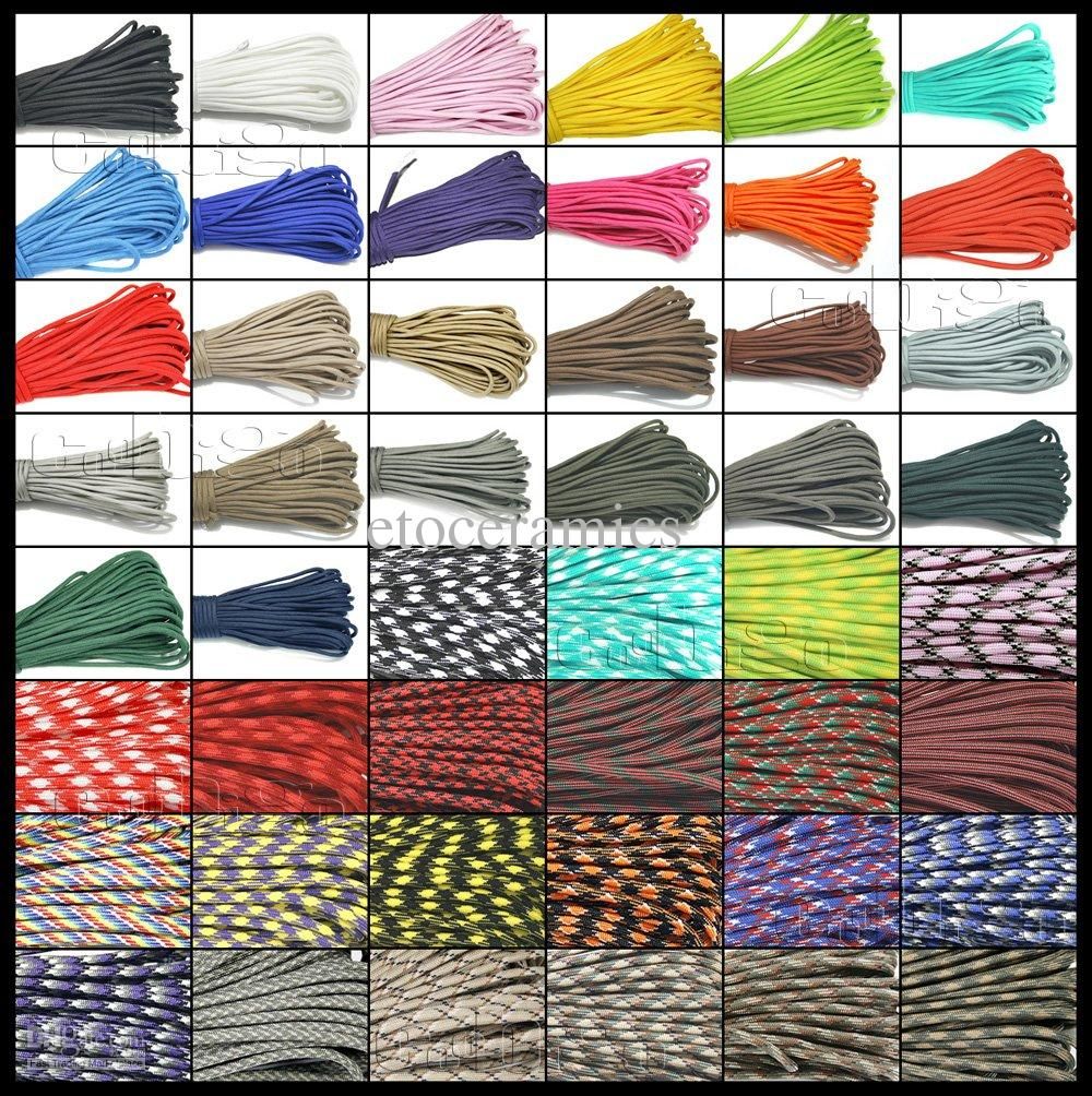 Paracord 550 Parachute Rope 7 Core Strand 100FT for Climbing Camping Buckles Bracelet 50 Colors for Pick 