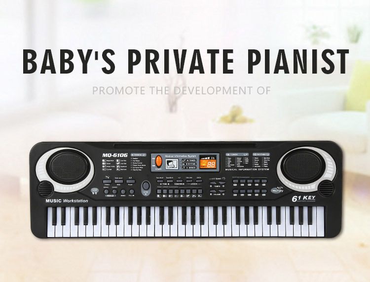 Visible Min Adaptación Piano electrónico para niños con micrófono juguetes multifunción 61 teclas teclado electrónico novedad bebé instrumentos musicales Visible Min Adaptación Piano electrónico para niños con micrófono juguetes multifunción 61 teclas teclado electrónico novedad bebé instrumentos musicales