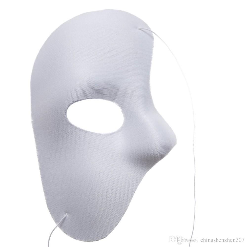 White Half Face Phantom Of The Operah Face Mask Halloween Fancy Dress
