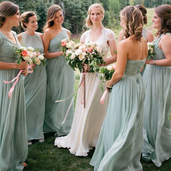 dark sage bridesmaid dresses