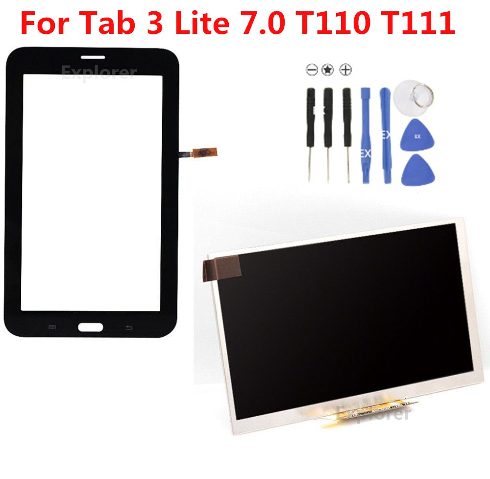 Kit de reemplazo de pantalla Ajuste for Samsung Galaxy Tab 3 SM-T110 SM-T111 SM-T113 SM-T116 SM-T114 pantalla táctil Panel T110 T111 T113 T114 T116 Asamblea kit de reparación de pantalla de repuesto