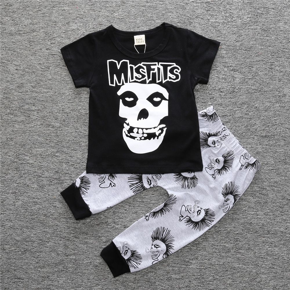 Compra Bebé Niño Halloween Punk Estilo Traje Cráneo Esqueleto Patrón  Camiseta + Pantalones Harén Conjunto De Ropa De Dos Piezas Para Niños Niño  Niño Ropa Al Por Mayor Barato | Entrega Rápida