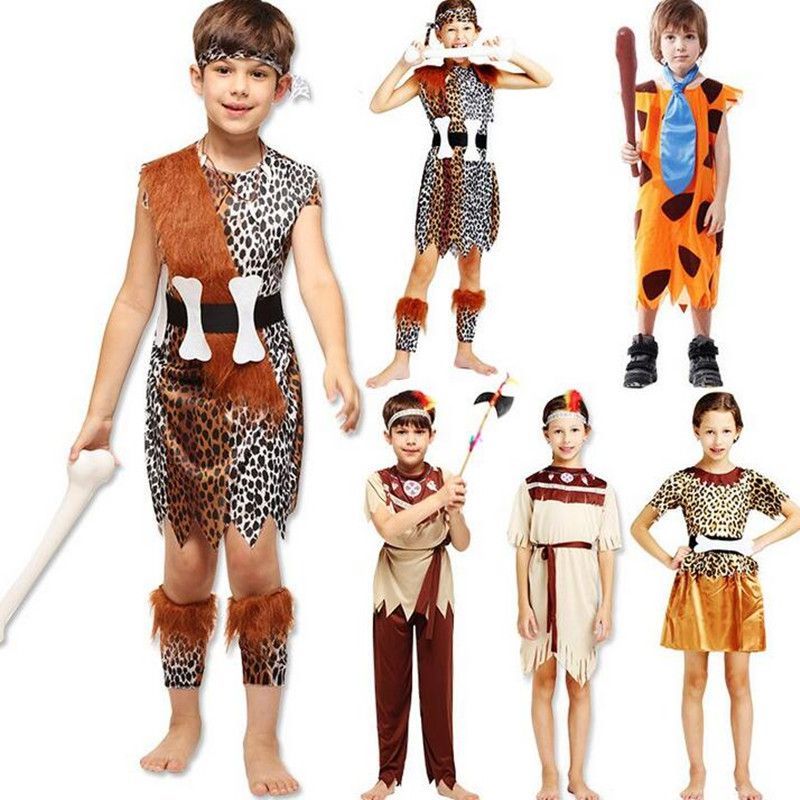 Boy's Long Hair Savage Dress Up Kids Costume Cosplay Halloween Party Outfit Boy's Long Hair Savage Dress Up Kids Costume Cosplay Halloween Party Outfit