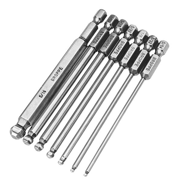 7x Magnetic 65mm S2 Steel Ball End Hexagon Head Hex Screwdriver Bits Drill Set