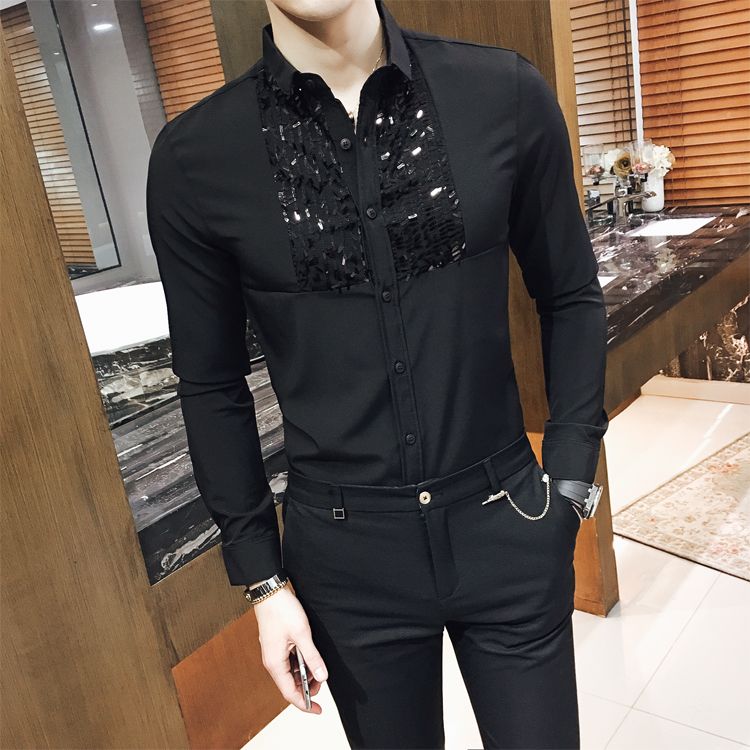 mens black dress shirt outfit