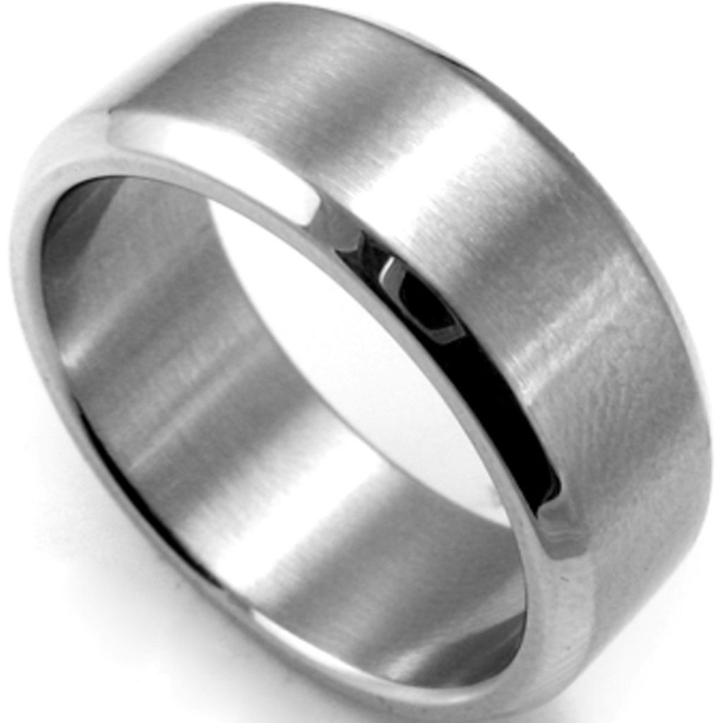 10MM Stainless Steel Classical Simple Plain Hammered Surface Wedding Band Ring