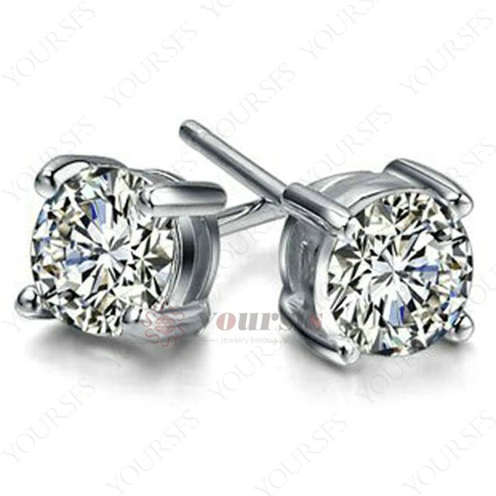 Gold Plated Earring Women Girl Circle Stud Earrings White Wedding Friendship Gift