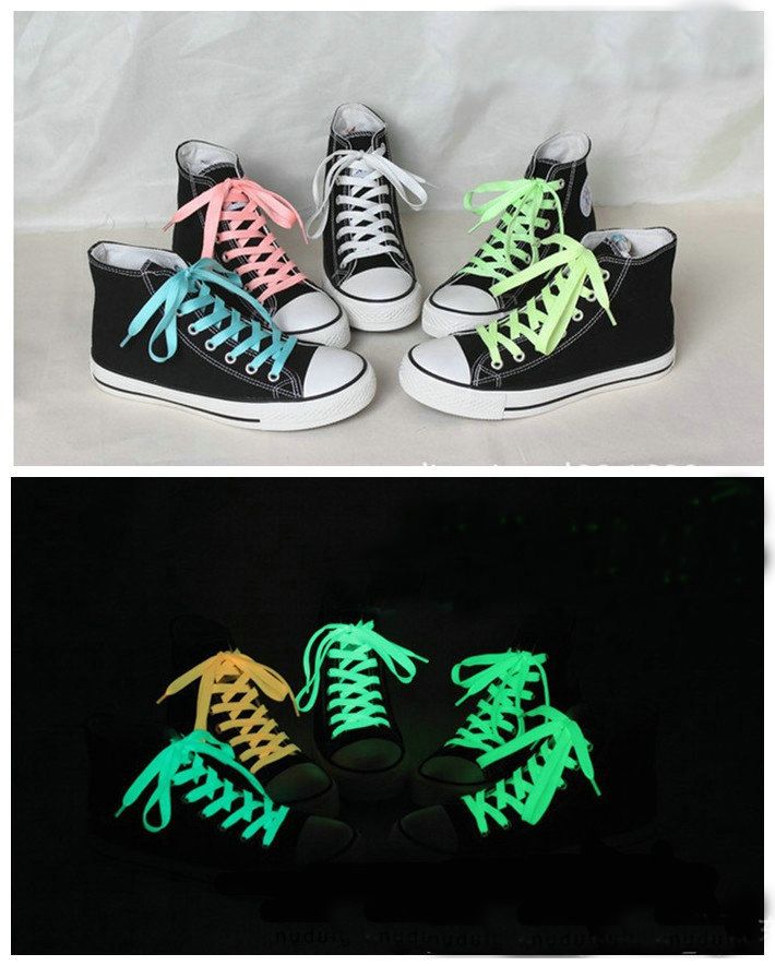 Luminous Glow In The Dark Shoelace Flat Athletic Sport Boots Shoe Laces Strings