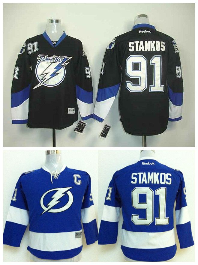 2021 2016 Youth Tampa Bay Lightning Hockey Jersey Cheap Kids #91 Steven Stamkos Jersey Black 