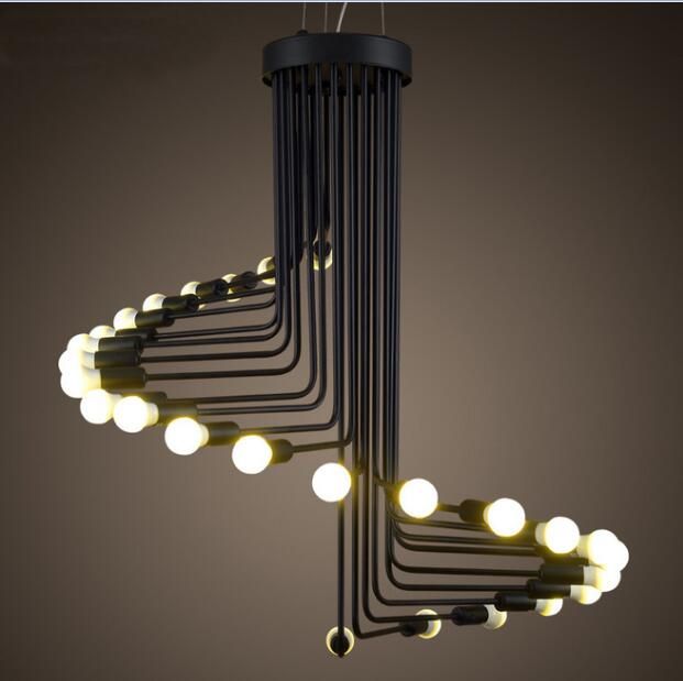 2020 Modern Vintage Loft Pendant Light Iron Spiral Staircase Lamp