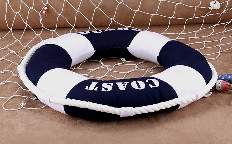 Mediterranean Style Cushion Life Buoy Shaped Pillow 