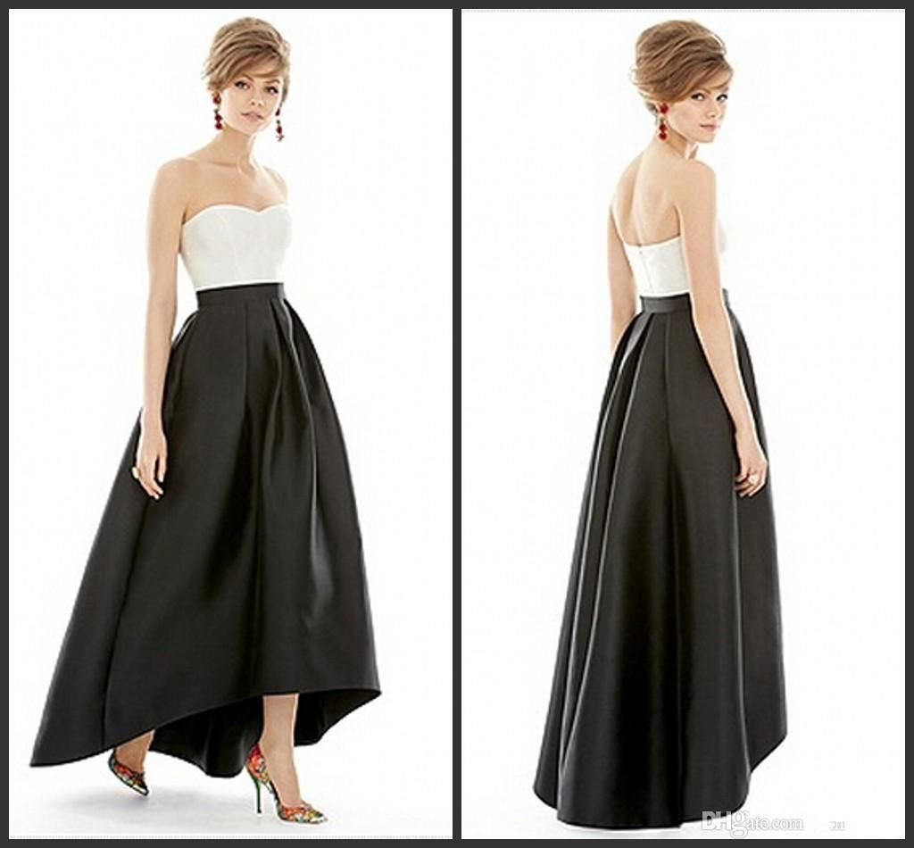 2016 Fashion High Low Junior Bridesmaid Dresses Sexy Black And White