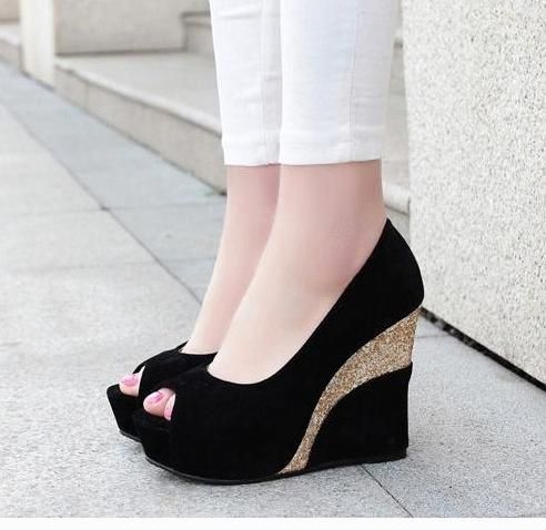 peep toe platform wedges