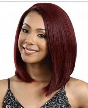 2016 Hot Sale Burgundy Straight Long Bob Lace Front Wig Natural