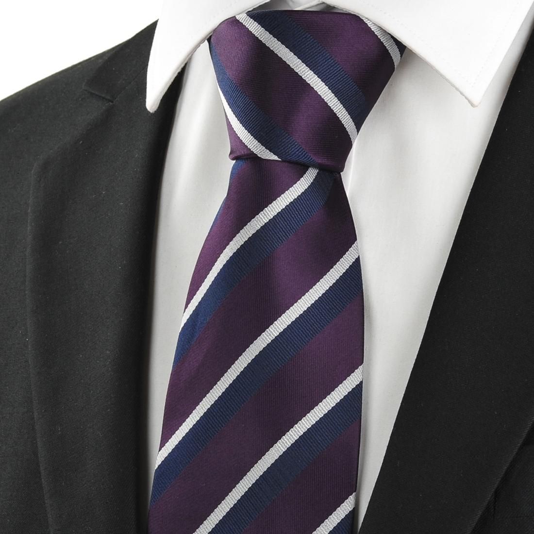 Dig Dog Bone Mens Tie Fashion Casual Small Tie Groom Wedding Purple Striped Tie Narrow Edition