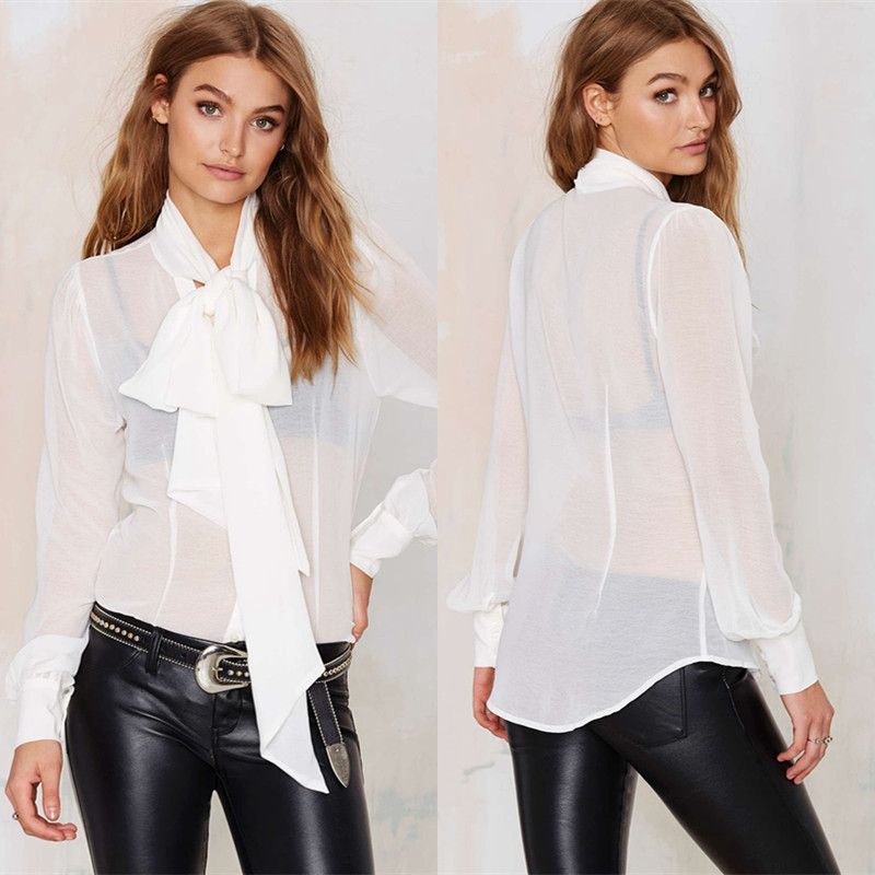 blusas con corbatas femeninas