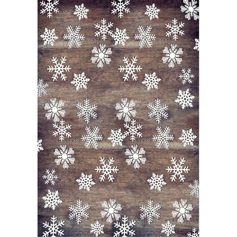 2020 White Snowflakes Vintage Brown Wood Plank Backdrop For Baby