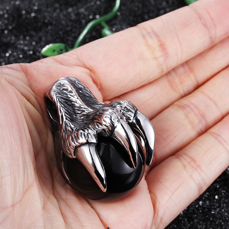 Compre Garras De águila De Motorista De Acero Inoxidable 316l De Alta Calidad Colgantes De Piedra Negra Collar Gótico Para Hombre Con Cadena De 4 Mm 22 A 5 92 Del Yueyang86 Es Dhgate Com