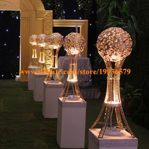 H27in Globe Stand Of Wedding Event Table Tall Centerpieces Silver