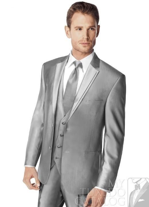 Compra Color Gris Plateado Muesca Solapa Novio Esmoquin Padrinos De Boda  Hombre Trajes De Boda Trajes De Hombre Mejor Ropa De Baile Chaqueta +  Pantalones + Chaleco + Corbata Barato | Entrega