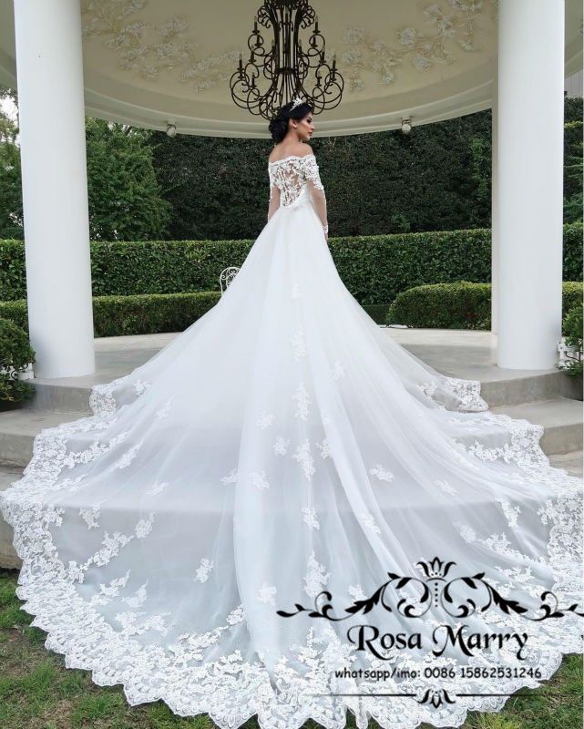 long sleeve cathedral train wedding dress