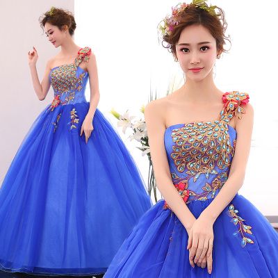 blue and orange gown