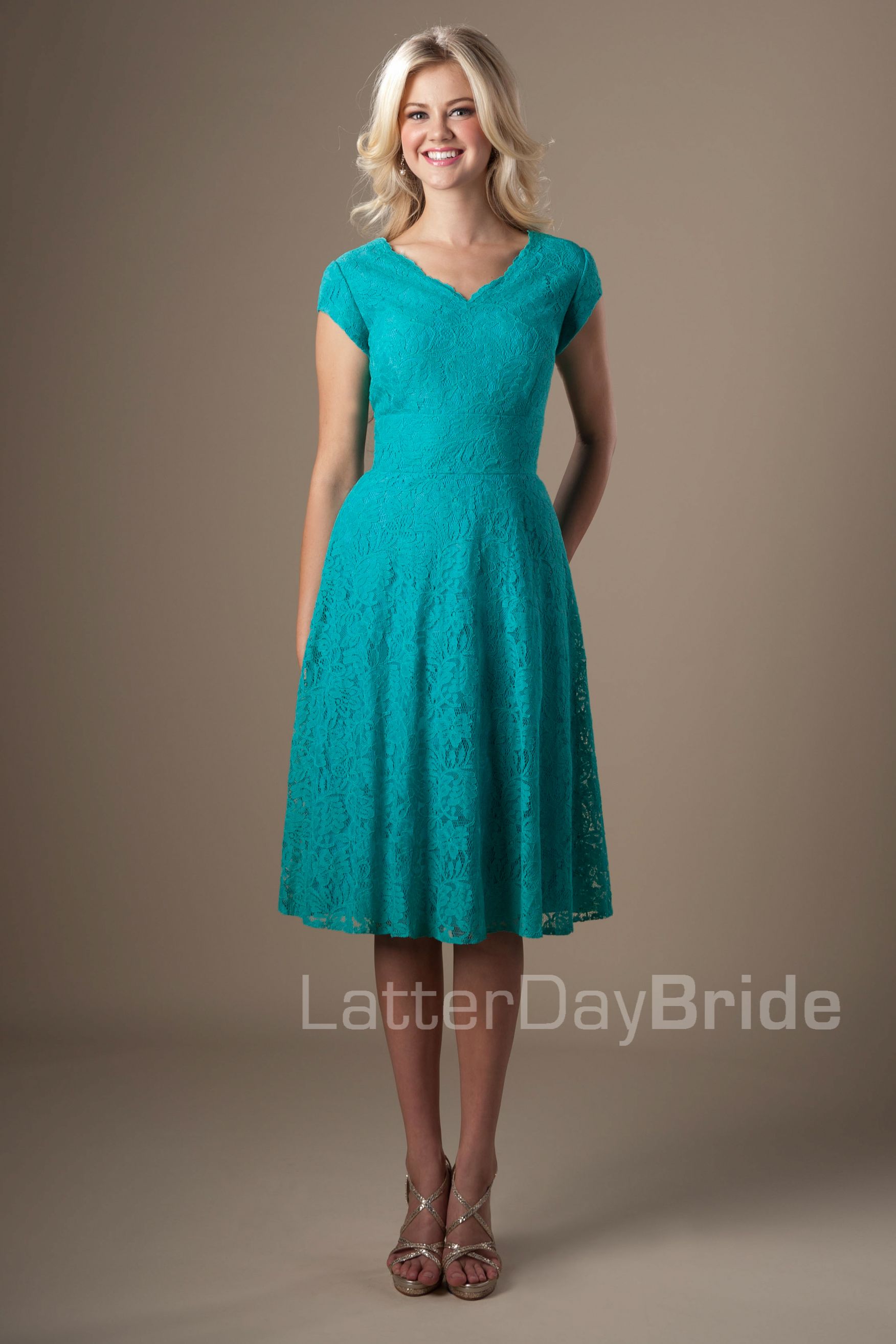 modest teal dress