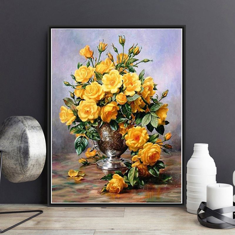 Framed On Canvas Diy Digital Oil Painting By Numbers Wall Yellow
