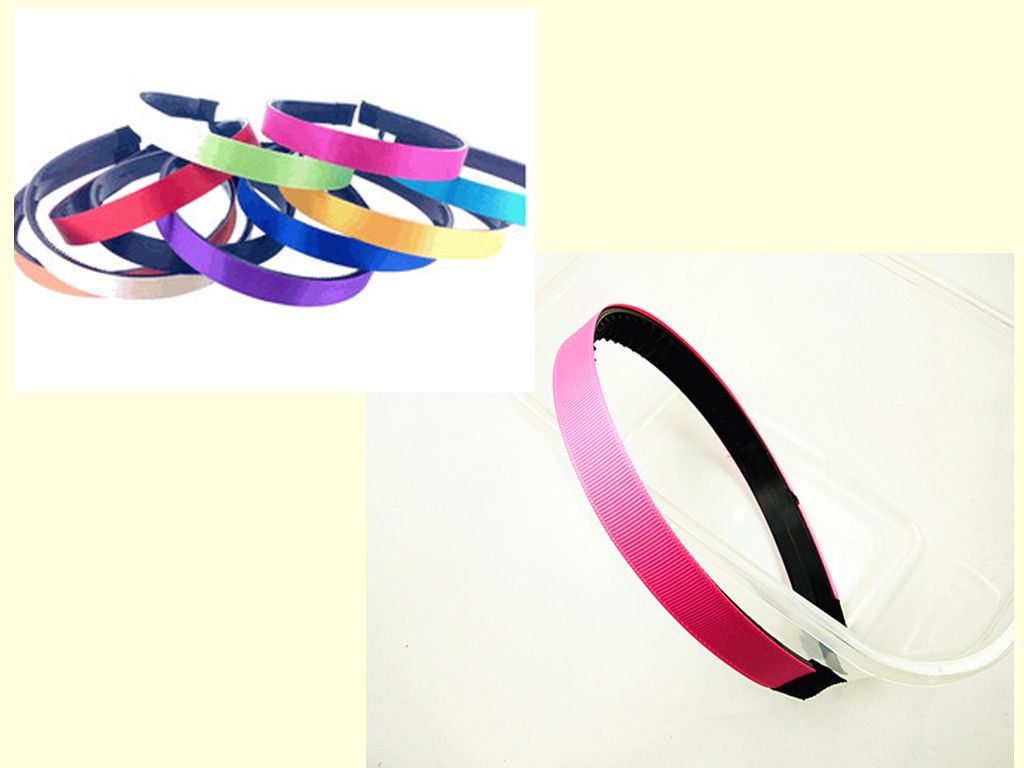 15mm Grosgrain Ribbon Lined Plastic Black/White Headband With Teeth