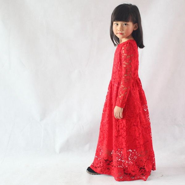 2020 Baby Girls Lace Maxi Dress Kids Party Long Dresses Childrens