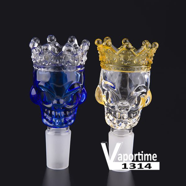 Male Blue Skull Crown Herb Holder/Bowl Green Goddess Supply 14mm 