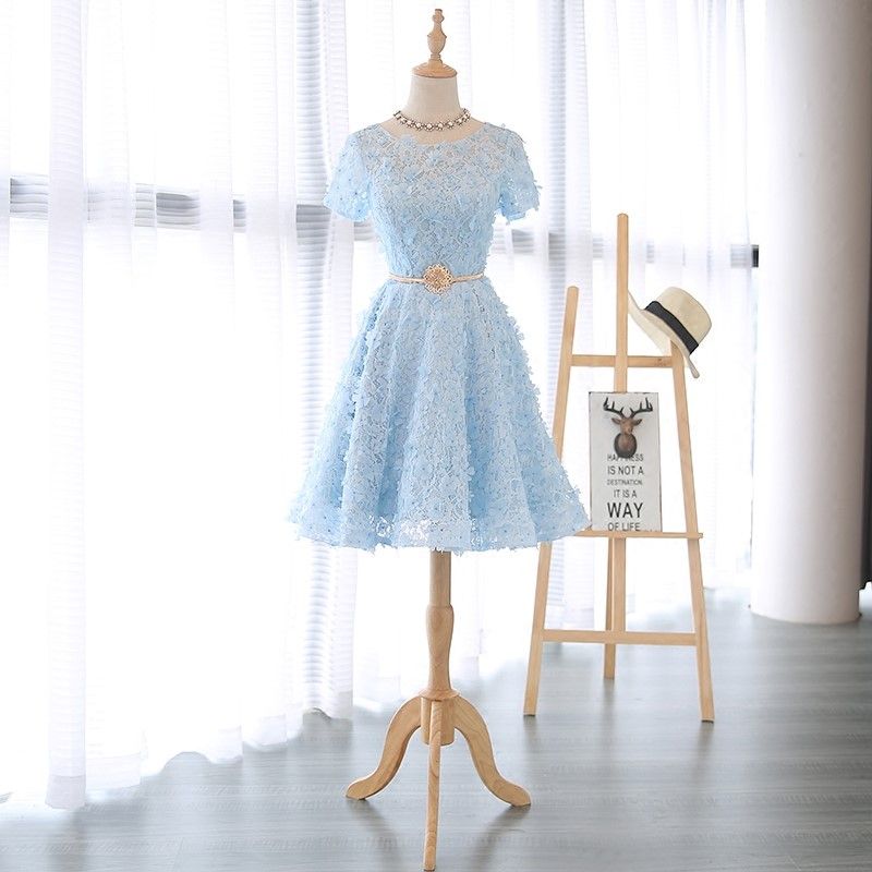 light blue short sleeve dress