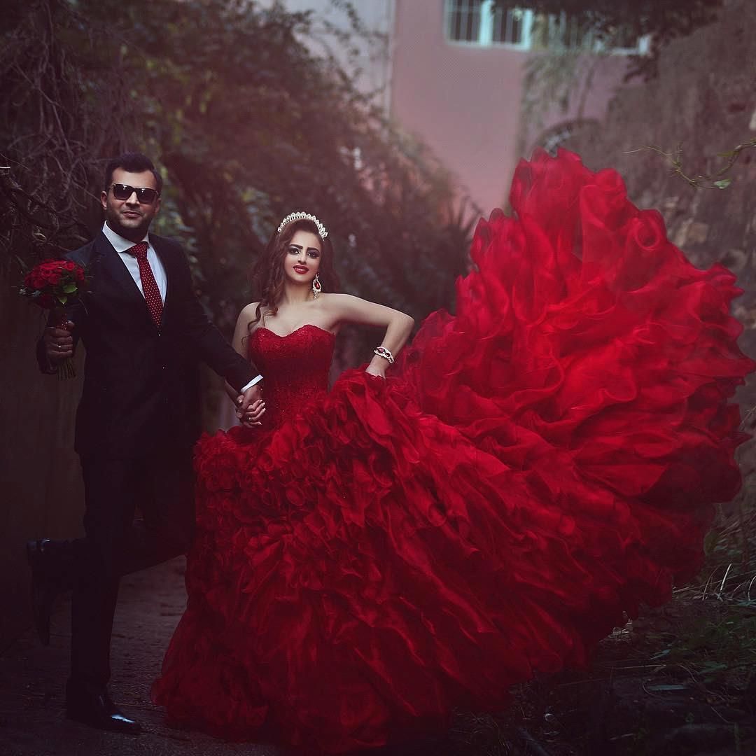 dark red wedding dress