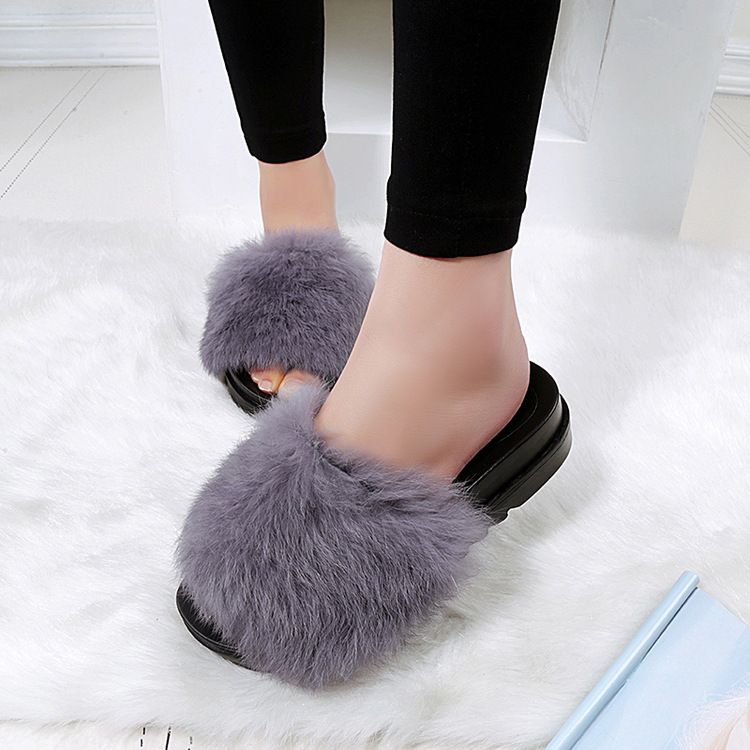 2016 Rihanna Fenty Leadcat Fur Slides 