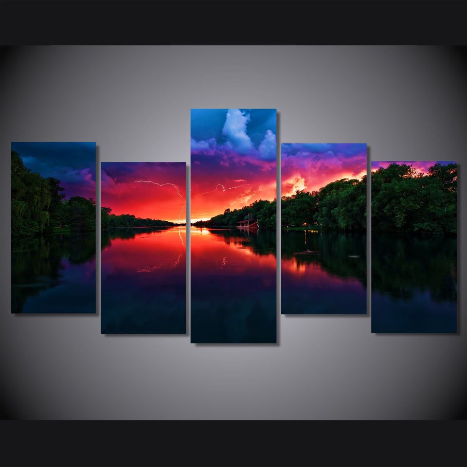 2020 No Framed Hd Printed Amazing Red Sky Painting On Canvas