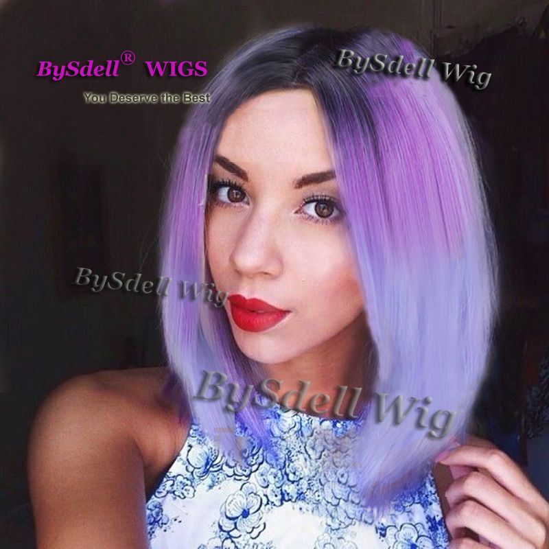 Premium Sexy Short Bob Ombre Purple Color Wig Purple Bob Hairstyle