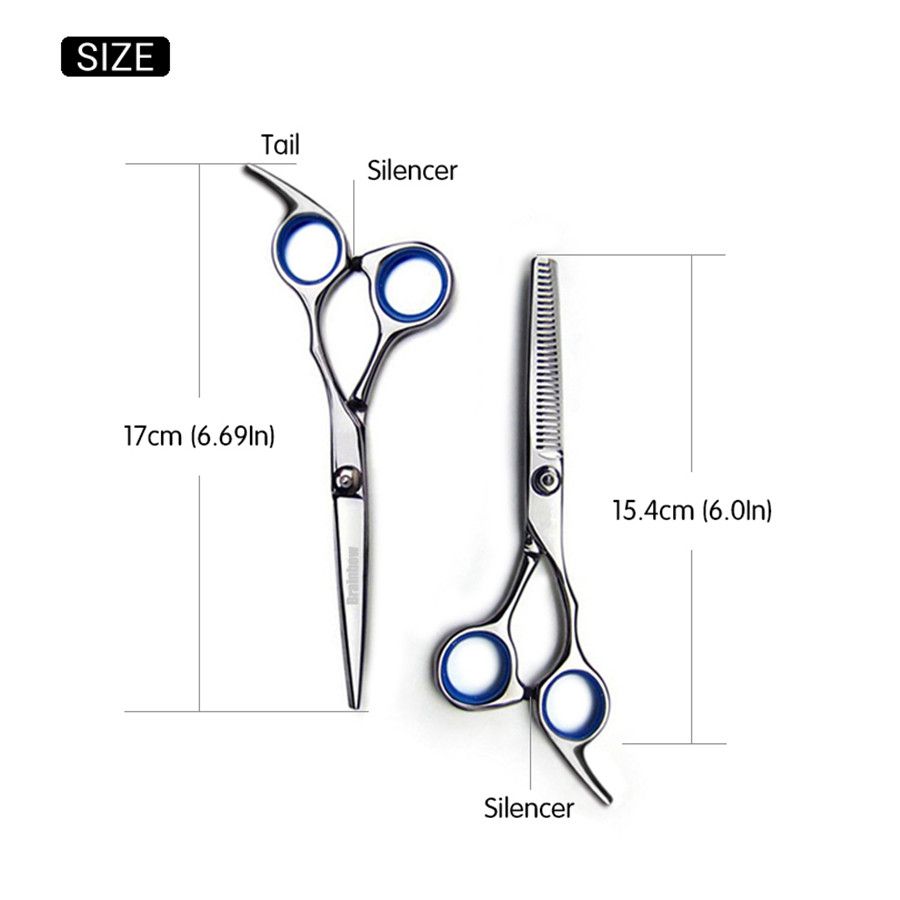 6 Inch Cutting Thinning Styling Tool Hair Scissors Stainless Steel