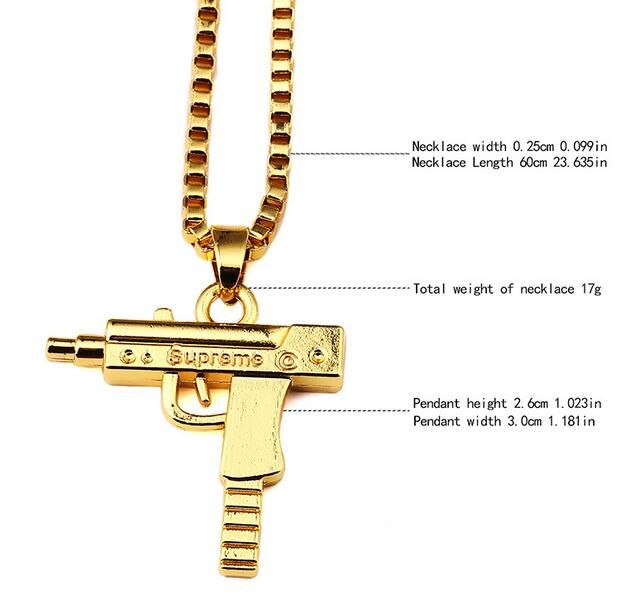 Uzi Gold Chain Hip Hop Long Pendant 