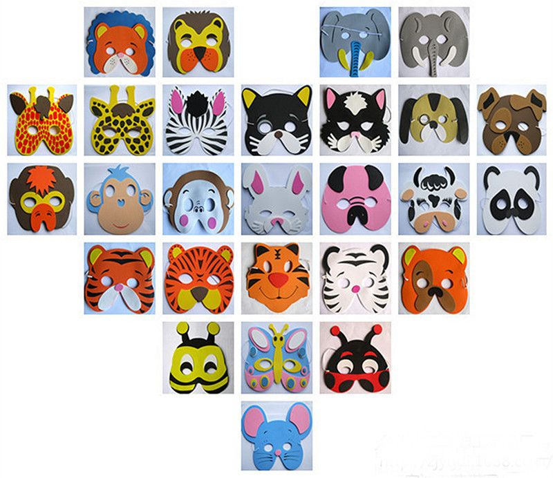 Adorox 12 Assorted Foam Animal Masks for Birthday Party Favors Dress-Up Costume 