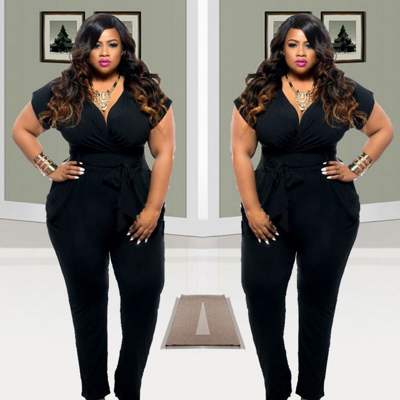 black plus size jump suit