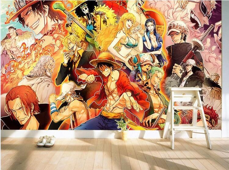 Anime japonês 3D papel de parede One Piece Mural Wallpaper dos desenhos animados para paredes foto Anime japonês 3D papel de parede One Piece Mural Wallpaper dos desenhos animados para paredes foto